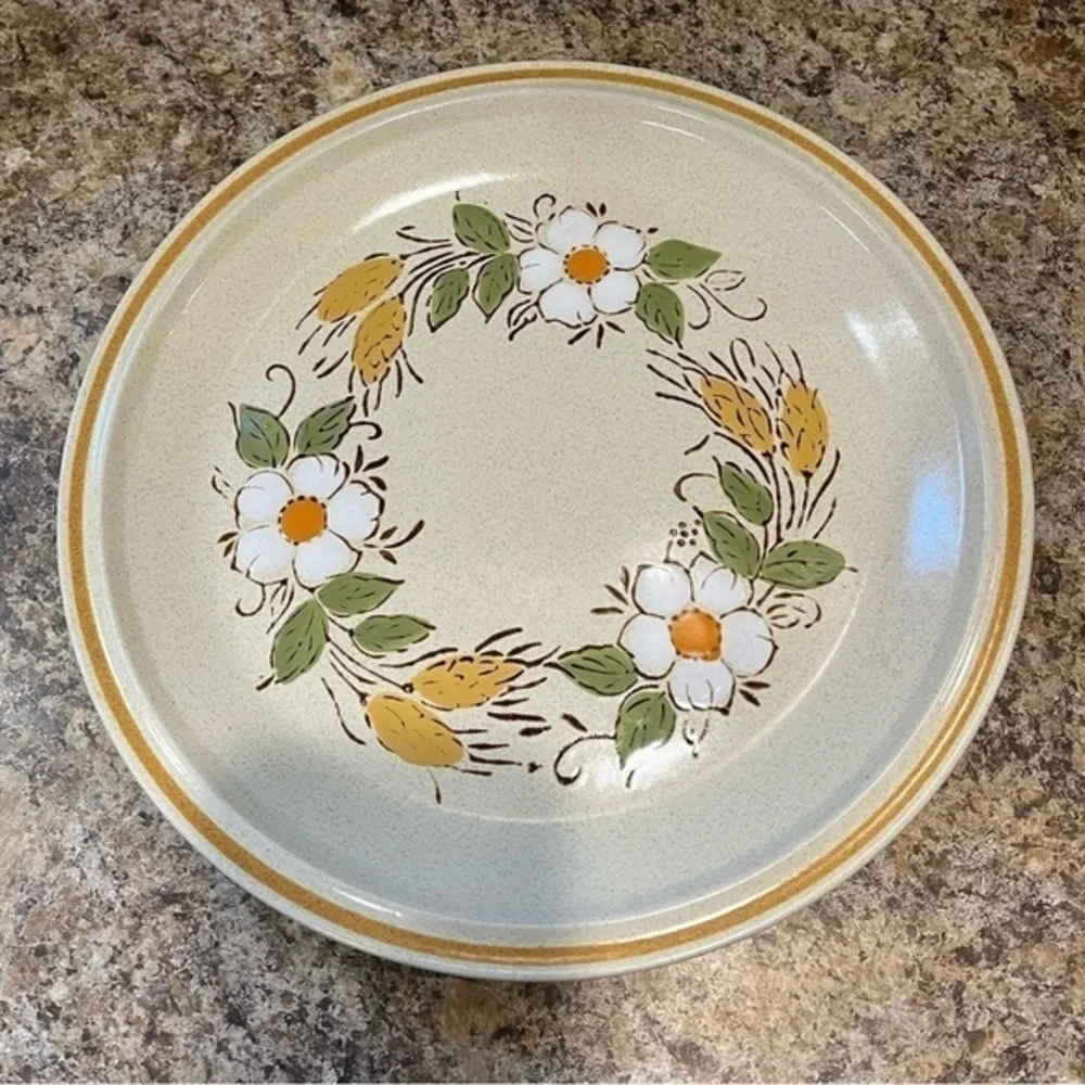 Vintage Hearthside Prairie Flowers Hand Painted Stoneware 12” Platter Japan